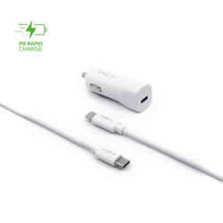 Zasilacz samochodowy FIXED USB-C PD 18W + USB-C kabel 1m