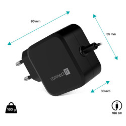 Zasilacz Connect IT C-Power Mini univerzální pro notebooky USB-C, PD 67 W