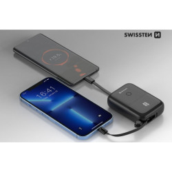 Powerbank Swissten 10 000 mAh, 22,5W, s integrovanými kabely USB-C a Lightning