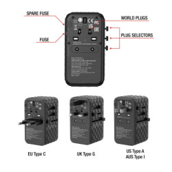 Adapter podróżny Verbatim UTA-06 GaN III, 2x USB-C PD 100W & QC 4+, 2x USB-A QC 3.0