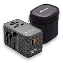 Adapter podróżny Verbatim UTA-06 GaN III, 2x USB-C PD 100W & QC 4+, 2x USB-A QC 3.0