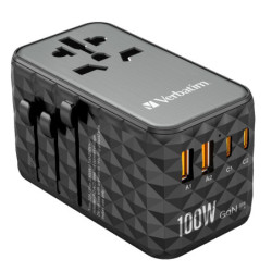 Adapter podróżny Verbatim UTA-06 GaN III, 2x USB-C PD 100W & QC 4+, 2x USB-A QC 3.0