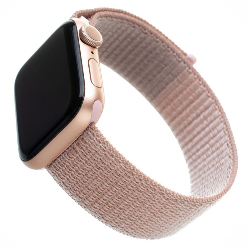 Pasek wymienny FIXED Nylon Strap na Apple Watch 42/44/45/49 mm - růžově zlatý