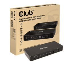 Stacja dokująca Club3D DisplayPort, HDMI KVM Switch, USB-C, PD