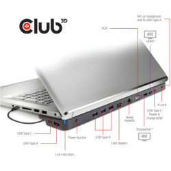 Stacja dokująca Club3D USB-C 3.2 s napájecím adaptérem Triple Display Dynamic PD, 100 W