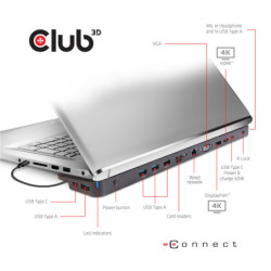 Stacja dokująca Club3D USB-C 3.2 s napájecím adaptérem Triple Display Dynamic PD, 100 W