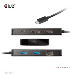 Stacja dokująca Club3D USB-C, Dual DisplayPort 4K, 7in1