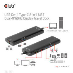 Stacja dokująca Club3D USB- C, 1xHDMI, 1x DisplayPort, Travel Dock