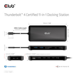 Stacja dokująca Club3D Thunderbolt 4, 3xUSB-C, 3xUSB-A, PD