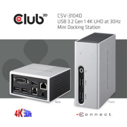 Stacja dokująca Club3D USB 3.2 4K (HDMI/DVI/4x USB 3.1/Ethernet/Audio)