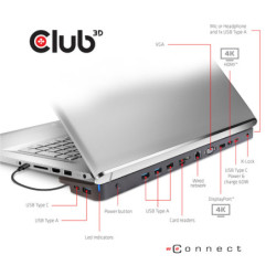 Stacja dokująca Club3D USB-C s napájecím adaptérem Triple Display Dynamic PD, 65 W