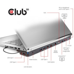 Stacja dokująca Club3D USB-C s napájecím adaptérem Triple Display Dynamic PD, 65 W