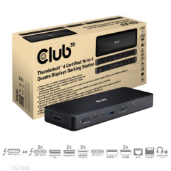 Stacja dokująca Club3D 16v1 ThunderBolt 4, 2xThunderbolt/3xDP/2xHDMI/3xUSB/RJ45/SD-TF Karta/1xUSB-C 150W PD