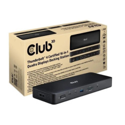 Stacja dokująca Club3D 16v1 ThunderBolt 4, 2xThunderbolt/3xDP/2xHDMI/3xUSB/RJ45/SD-TF Karta/1xUSB-C 150W PD