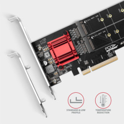 Řadič Axagon PCEM2-ND - 2x M.2 NVMe M-key slot