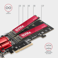 Řadič Axagon PCEM2-ND - 2x M.2 NVMe M-key slot