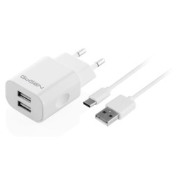 Ładowarka sieciowa GoGEN ACH 205 C, 2x USB 2A, 10W + USB-C kabel 1m