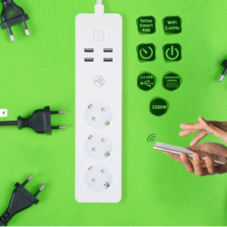 Przedłużacz Tellur WiFi Smart Power Strip, 3x zásuvka, 4x USB 4A, 2200W, 10A, 1.8m