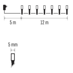 Christmas Lights EMOS 120 LED řetěz, 12 m, venkovní i vnitřní, multicolor, časovač