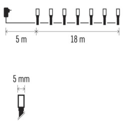 Christmas Lights EMOS 180 LED řetěz, 18 m, venkovní i vnitřní, studená bílá, časovač