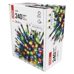 Christmas Lights EMOS 240 LED řetěz, 24 m, venkovní i vnitřní, multicolor, časovač