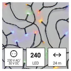 Christmas Lights EMOS 240 LED řetěz, 24 m, venkovní i vnitřní, multicolor, časovač