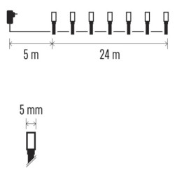 Christmas Lights EMOS 240 LED řetěz, 24 m, venkovní i vnitřní, multicolor, časovač