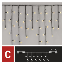 Link do łańcucha EMOS 100 LED Standard - rampouchy, 2,5 m, venkovní, teplá bílá, časovač