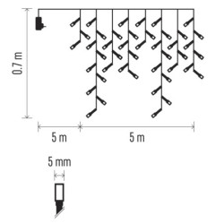 Christmas Lights EMOS 300 LED rampouchy, 5 m, venkovní i vnitřní, teplá bílá, ovladač, programy, časovač