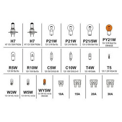 Zestaw Żarówki samochodowe Compass 12 V  box MEGA H7+H7+bezpieczniki