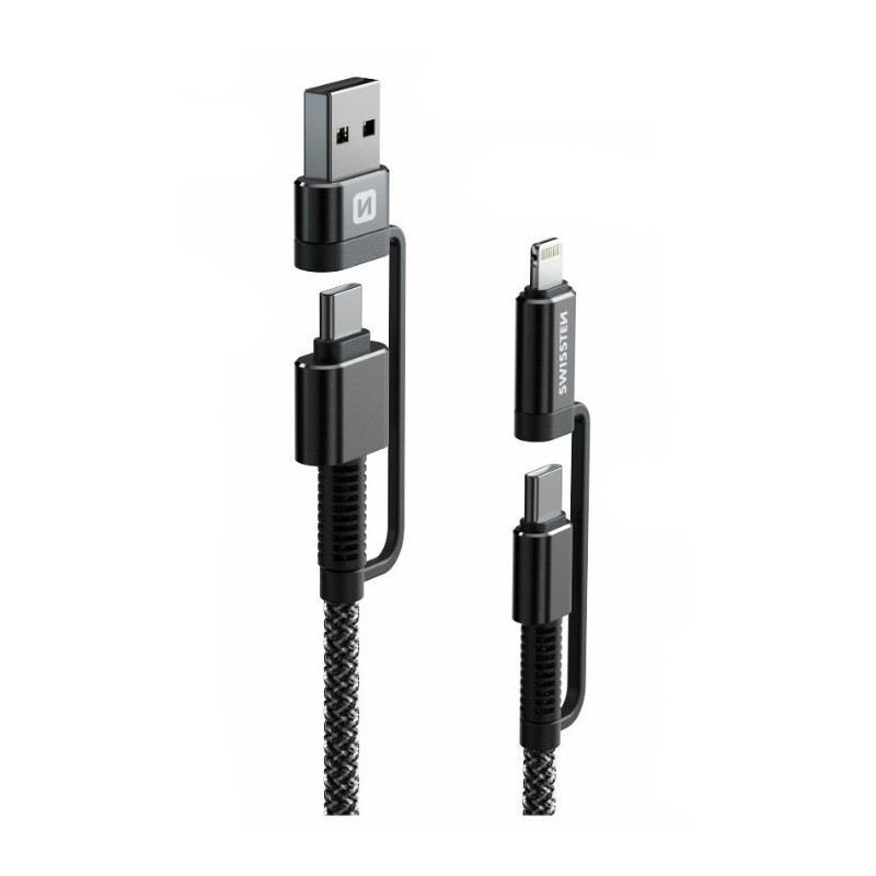 Kabel Swissten Kevlar 4v1, USB-C/USB, USB-C/Lightning, 1,5 m