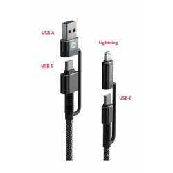 Kabel Swissten Kevlar 4v1, USB-C/USB, USB-C/Lightning, 1,5 m