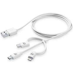 Kabel CellularLine USB/Lightning + Micro USB + USB-C, 1,2m