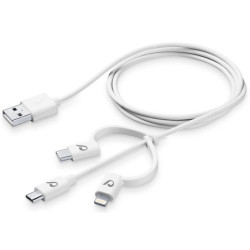 Kabel CellularLine USB/Lightning + Micro USB + USB-C, 1,2m