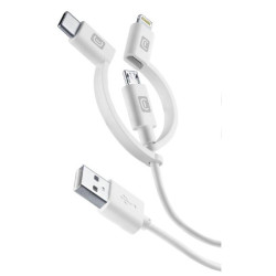 Kabel CellularLine USB/Lightning + Micro USB + USB-C, 1,2m