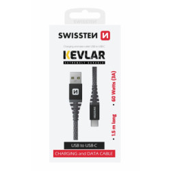 Kabel Swissten Kevlar USB/USB-C, 1,5 m