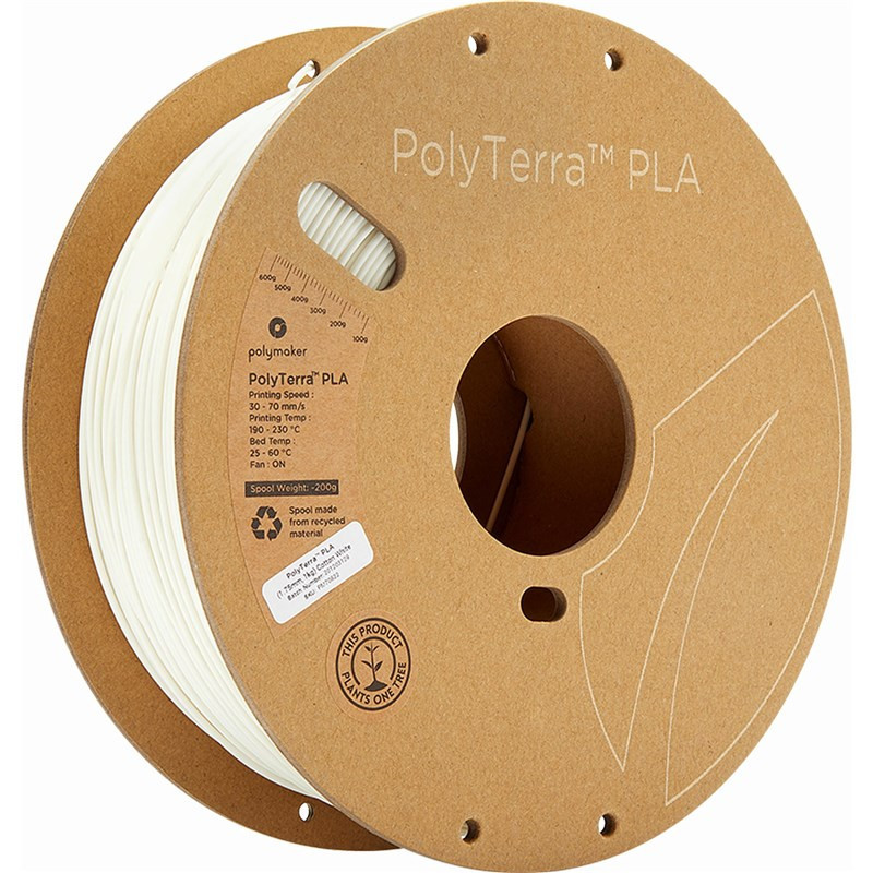 Wkład do piór (filament) Polymaker PolyTerra PLA, 1,75 mm, 1 kg - Cotton White