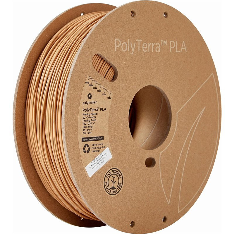 Wkład do piór (filament) Polymaker PolyTerra PLA, 1,75 mm, 1 kg - Wood Brown