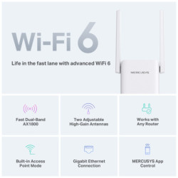 Wifi extender Mercusys ME70X, AX1800 Wi-Fi 6