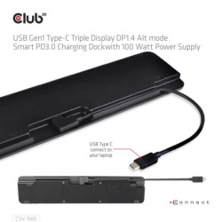 Stacja dokująca Club3D USB-C, Triple Display DP 1.4 Alt mode Smart PD3.0 100 W