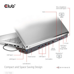 Stacja dokująca Club3D USB-C, Triple Display DP 1.4 Alt mode Smart PD3.0 100 W