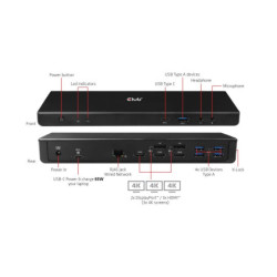 Stacja dokująca Club3D USB-C (5xUSB/USB-C/3xHDMI/2xDP/Ethernet/Audio), Triple 4K napájecí adaptér