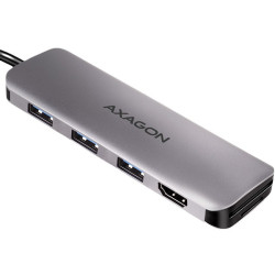 Hub USB Axagon USB 3.2 Gen 1 hub, 3x USB-A, HDMI 4k/30Hz, SD/microSD, kabel USB-C 20cm