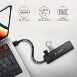 Hub USB Axagon 4x USB / USB-C, kabel USB-A 19cm