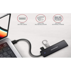 Hub USB Axagon 4x USB / USB-C, kabel USB-A 19cm