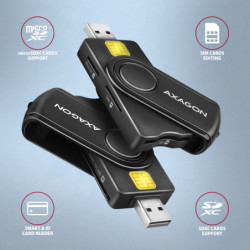 Czytnik kart chipowych Axagon USB-A + USB-C PocketReader 4-slot + SD/microSD/SIM