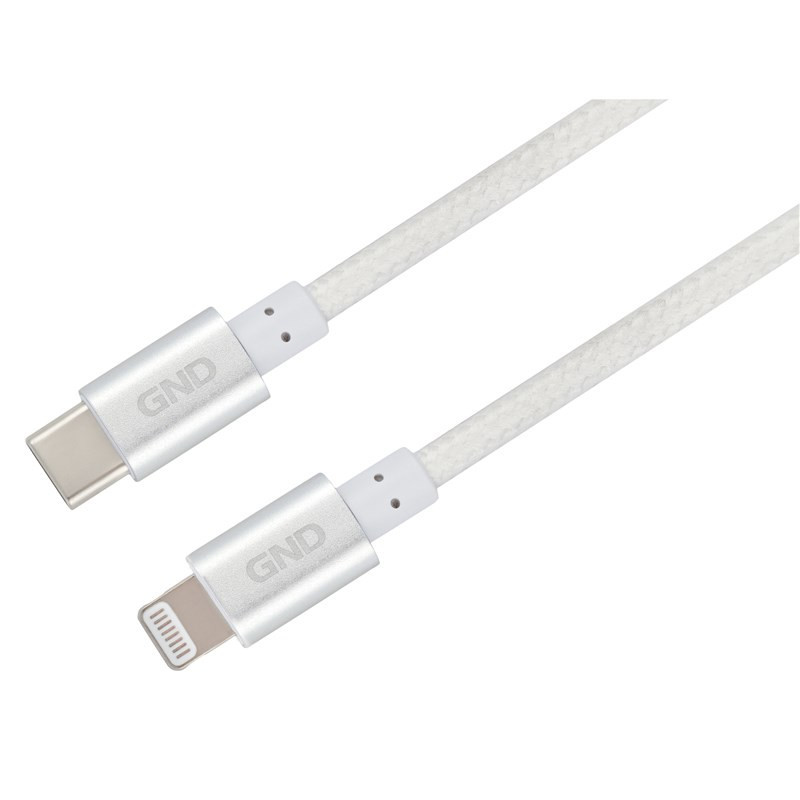 Kabel GND USB-C / Lightning, MFI, opletený, 1m