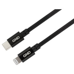 Kabel GND USB-C / Lightning, MFI, opletený, 1m