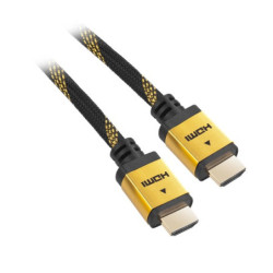 Kabel Gogen HDMI 2.0 high speed, ethernet, M/M, 1,5 m, w oplocie, pozłacany, czarny