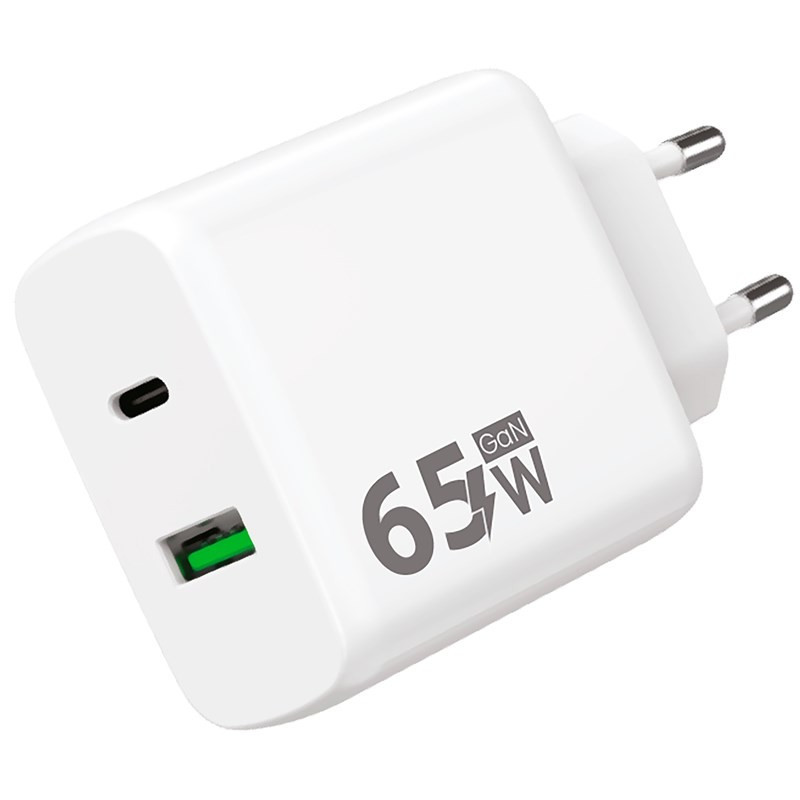 Ładowarka sieciowa WG 1xUSB-A,1xUSB-C, GaN, PD 65W